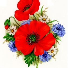 Siirdepilt "Mooni & rukkilille kimp" 80mm.